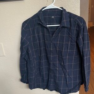 Uniqlo Women’s Cotton Check Long-Sleeve Top; Size L